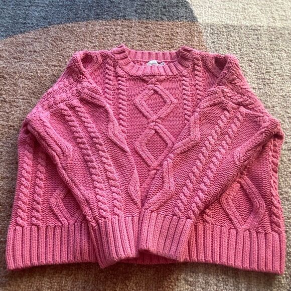 Anaya Oversized Cable Wool Princess Polly Pink Pullover Sweater - Picture 6 of 7